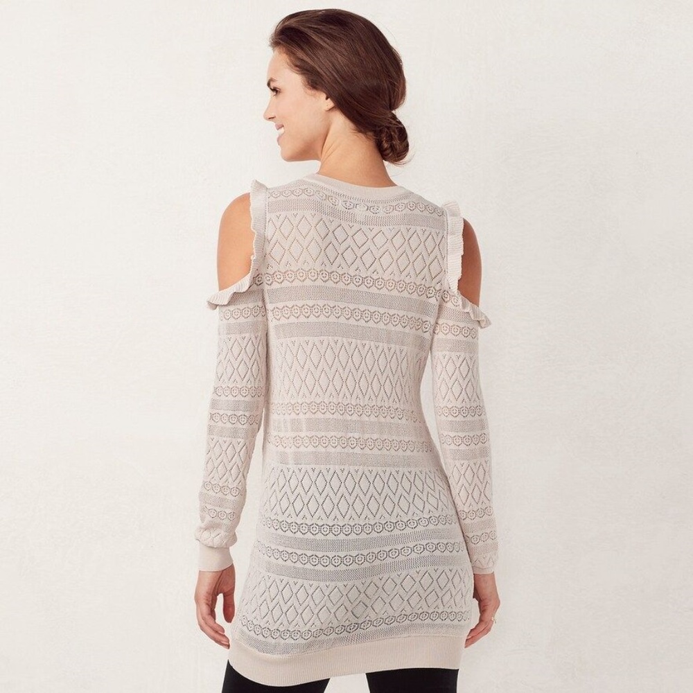 LC Lauren Conrad Pointelle Cold-Shoulder Sweater - Picture 2 of 8